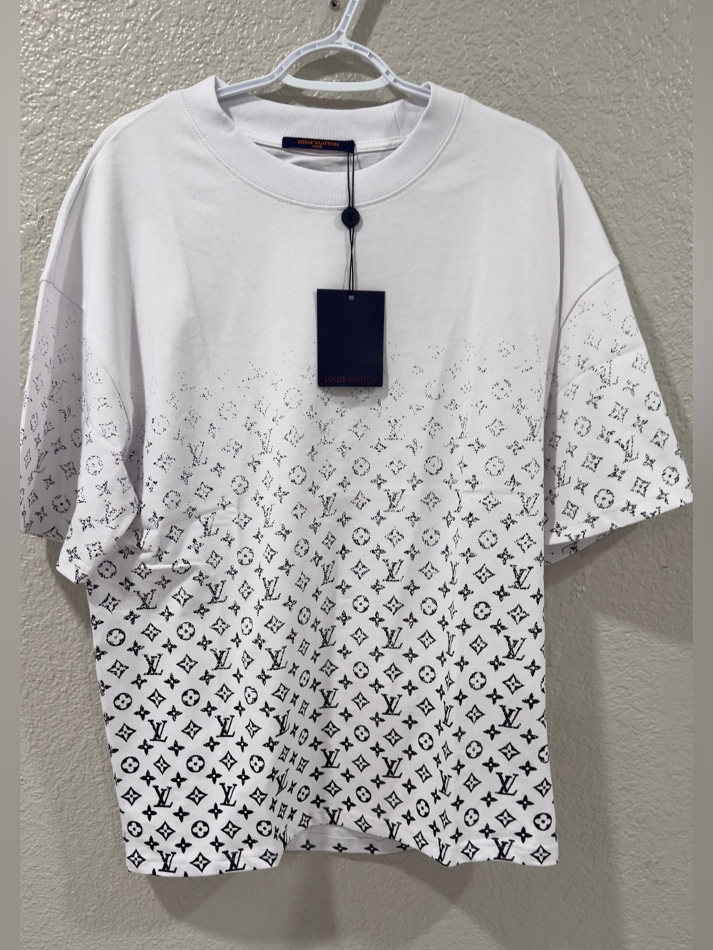 Louis Vuitton White T-Shirt with Black Monogram Gradient